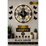 Blackdekor Beyaz Renkli LED Işıklı Modern Ahşap Duvar Saati | Şık ve Dekoratif Duvar Saati Tasarımı