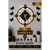 Blackdekor Beyaz Siyah Işıklı Modern Duvar Saati | Şık Duvar Saati Ve Dekoratif Duvar Saati Modeli