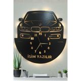Blackdekor BMW 320 Temalı İsim Yazılır Işıklı Duvar Saati Modern Ofis Dekoratif Şık Tasarım