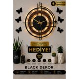 Blackdekor Ceviz Renkli Led Işıklı Duvar Saati | Modern Ve Şık 50 Cm Dekoratif Saat