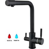 Blackfit Çift Su Girişli Pirinç Siyah Lüks Arıtmalı Mutfak Bataryası Lavabo Bataryası Su Tasarruflu