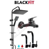 Blackfit Siyah Tepe Duş Seti Duş Robotu Duş Başlığı Banyo Bataryası Lavabo Bataryası Mutfak Bataryası