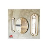 Blackframe Milano design - Açık Gri - Siyah & Koyu meşe Duvar Saati 40x38 cm Ve Ahşap plexsi Aynalı- 45x16cm
