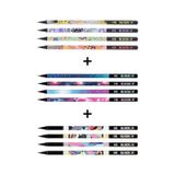 Blackline Karışık Kurşun Kalem 12'li Set,uzay Desenli,neon,mozaik Desenli Konsept Kurşun Kalemler - Çok Renkli