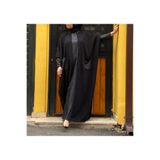 Blackmods SİYAH YARASA KOL DERİ DETAYLI MEDİNE İPEĞİ ABAYA ELBİSE