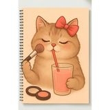 BLACKONECLASS SÜSLÜ KEDİ TEMALI A5 Metal Spiralli Çizgisiz Karton Kapak SÜSLÜ KEDİ TEMALI A5 DEFTER 00398