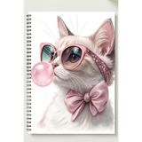 BLACKONECLASS SÜSLÜ KEDİ TEMALI A5 Metal Spiralli Çizgisiz Karton Kapak SÜSLÜ KEDİ TEMALI A5 DEFTER