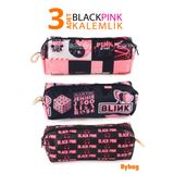 Blackpink K-Pop Desenli Kalemlik Fermuarlı Makyaj Çantası 3LÜ_BLACKPİNK_KALEMLİK_SİYAH_KARIŞIK