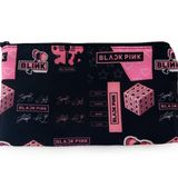 Blackpink K-Pop Desenli Kalemlik Fermuarlı Makyaj Çantası Büyük Boy