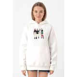 Blackpink Minimalist Beyaz Kadın 3İp Kapşonlu Sweatshirt