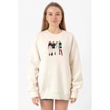 Blackpink Minimalist Ekru Kadın 2İp Sweatshirt