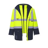 Blacksafe BS-1000 Hi-Vis 5in1 Reflektörlü İş Kabanı Neon Sarı Lacivert (Neon Sarı Lacivert, M)