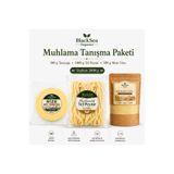 BlackSeaOrganics Muhlama Tanışma Paketi 2000 g | 1000 g Tel Peynir + 500 g Rize Köy Tereyağı + 500 g Taş Değirmen Mısır Unu