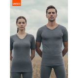 Blackspade 1263 Gri Melanj 2.Seviye V Yaka Kısa Kol Unisex Termal İçlik