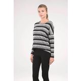 Blackspade 50080 Gri Melanj Çizgili Uzun Kol Kadın Sweatshirt