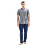 Blackspade Erkek Pijama Takımı, Kısa Kol, Gri Melanj, M Beden