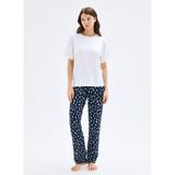 Blackspade Kadın Beyaz Kısa Kol Pijama Takımı, XL Beden