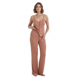 Blackspade Kadın İnce Askılı Kahverengi Pijama Takımı C0T4N3O15- KAHVERENGİ L