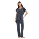 Blackspade Kadın Pijama Takımı, Antrasit, Kısa Kol, XL Beden