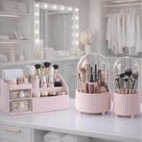 Blackstar Çekmeceli Makyaj Organizer, 360° Dönebilen ve Fırça Düzenleyici 3’lü Set - 010 Açık Pembe