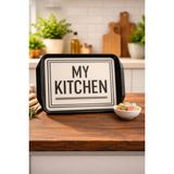 Blackstar My Kitchen Desenli Büyük Boy Servis Tepsisi-Çay ve Kahve Tepsisi - 40 x 30 cm