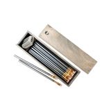 Blackwing Rustic Çam Ağacından Hediye Kutusu & 602 12 Kalem & Kalemtraş Seti - Gri