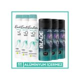 Blade Black Alpha Erkek Deodorant 3x150 Ml & Emotion Aqua Kiss Kadın Deodorant 3x150 Ml