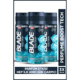Blade Cool Fresh Erkek Alüminyumsuz Deodorant Body Spray 3x150ml Hızlı Kurur,Leke Bırakmaz