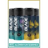 Blade Deep Chill & Black Alpha Erkek Alüminyumsuz Deodorant 4x150 Ml Hızlı Kurur, Leke Bırakmaz