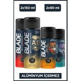Blade Erkek Alüminyumsuz Deodorant Self Confidence, A.I 1.0 2x150 Ml- Night Fire, Black Alpha 2x90 Ml