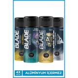 Blade Erkek Alüminyumsuz Deodorant Seti 4x150 Ml (Artificial 1.0 ,Mountain Fresh,Deep Chill, Black Alpha)