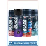 Blade Erkek Deodorant ( Mysaur,Intelligence, Tropical Chill, Mountain Fresh) 4x150 Ml Leke Bırakmaz