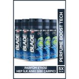 Blade Marine Fresh Erkek Alüminyumsuz Deodorant Body Spray 5x150 Ml Hızlı Kurur, Leke Bırakmaz