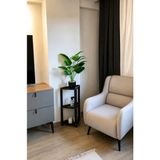 Blaene 3 Katlı Metal Köşe Raf 35X35X75 cm Siyah Dekoratif Aksesuar Rafı Saksılık Mutfak Salon Rafı MDL-001-S