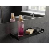 BLAENE BTH-012 Kompakt Banyo Rafı, Mat Siyah, Duş, Paslanmaz Çelik, Drenaj Delikli ve Paslanmaya Dayanıklı, Toz Kaplamalı, Duvar Montajı, 18x10x5 cm