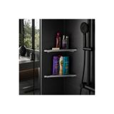 Blaene Ömür Boyu Paslanmaz Çelik Delmeden Montaj Yapışkanlı ve Vidalı Çift Katlı Köşe Banyo Duş Rafı Duşakabin Rafı Banyo Rafı Şampuan Rafı Fırçalı Paslanmaz Inox - BTH-001