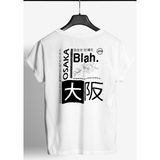 Blah Arkası Osaka Japan Baskılı Bisiklet Yaka Erkek Tişört - XXL - Beyaz