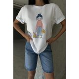 Blah Beyaz Great Day Baskılı Yapay Zeka Tasarımı Ekolojik Penye Oversize %100 Pamuk Kadın Tişört @xai