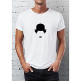 Blah Charlie Chaplin Baskılı Bisiklet Yaka Erkek Tişört - XXL - Beyaz