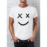 Blah Emoji Grafik Baskılı Bisiklet Yaka Erkek Tişört - XXL - Beyaz