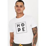 Blah Hope Slogan Baskılı Bisiklet Yaka Erkek Tişört - XXL - Beyaz
