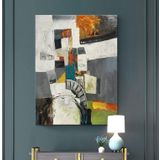 Blanc Yağlı Boya Dokulu Tablo 80X80 Siyah Çerçeveli