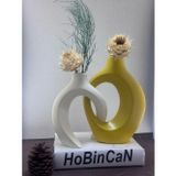 Blanj Sarı Krem Sevgili Vazo 2’Li Set