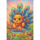 BLANK Musical Notebook - Animal Orchestra - Peacock with a Sitar: 6x9", 100 pages, 6 staves per page