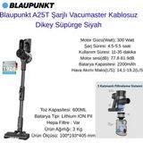 Blaupunkt A25t Şarjlı Vacumaster Kablosuz Dikey Süpürge Siyah (A25t) + Blaupunkt Beyaz Kulak Içi Bluetooth Kulaklık Hediye