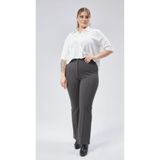 Blax yüksek bel bol paça fermuarlı büyük beden çimalı kadın pantolon - füme Gri 2XL