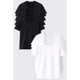 Blayn Jeans Erkek 10'lu Tişört Seti %100 Pamuk Basic Regular Fit Bisiklet Yaka Düz Renk Günlük T-Shirt - Beyaz - 3XL
