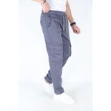 blayn jeans Erkek Açık Gri Kargo Cepli Paça Bel Lastikli Likralı Kargo Cep Pantolon