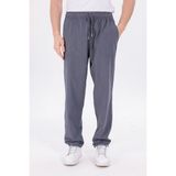 Blayn Jeans Erkek Antrasit Gri Jogger Pantolon – Lastikli Bağcıklı %100 Pamuk Keten Baggy Rahat Günlük Pantolon - Antrasit - Gri - 5XL