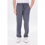 Blayn Jeans Erkek Antrasit Gri Jogger Pantolon – Lastikli Bağcıklı %100 Pamuk Keten Baggy Rahat Günlük Pantolon - Antrasit - Gri - 6XL